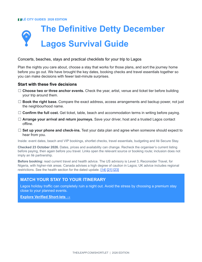 Cover of Ilé’s 2026 Detty December Lagos Survival Guide