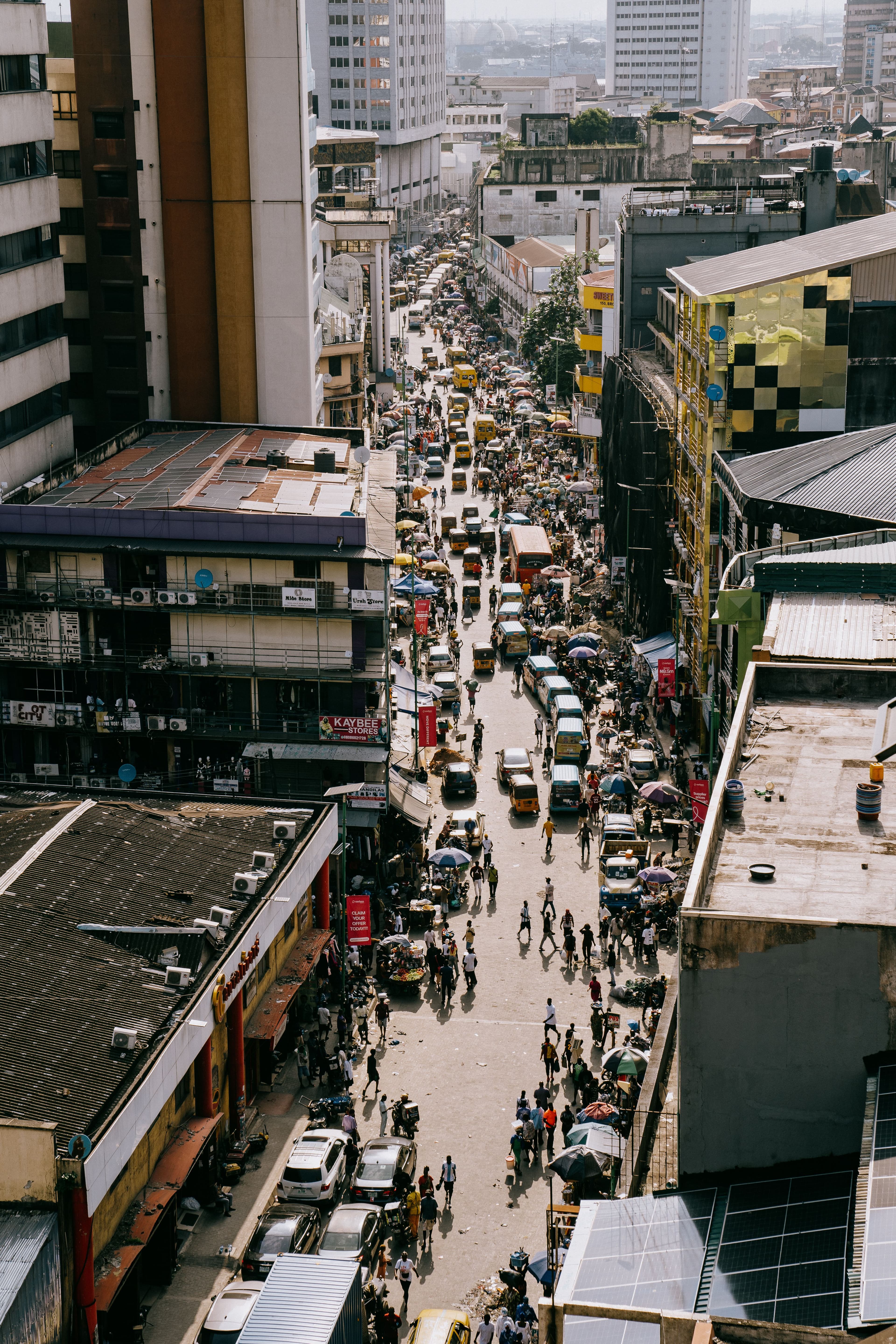 An overview of a Nigerian cityscape with residential buildings